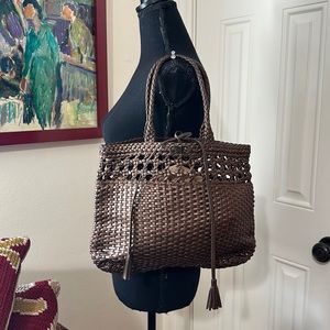 Salvatore Ferragamo leather woven handle bag
